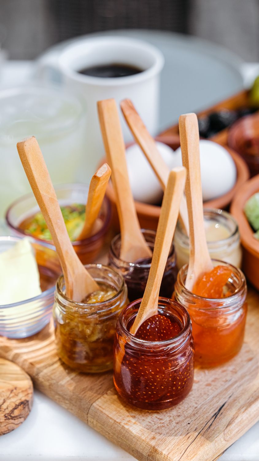 Homemade jam in small jars